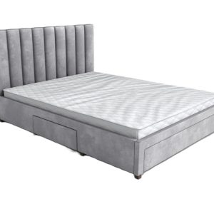 Łóżko GRACE VELVET 160×200 szare z szufladami/bez materaca 991407 Łóżko GRACE VELVET 160×200 szare z szufladami/bez materaca 991407
