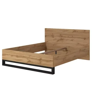 Łóżko HALLE 160×200 dąb wotan mat/czarne bez stelaża/bez materaca 760242 Łóżko HALLE 160×200 dąb wotan mat/czarne bez stelaża/bez materaca 760242