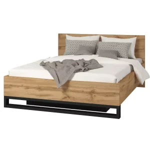 Łóżko HALLE 160×200 dąb wotan mat/czarne z pojemnikiem 760269 Łóżko HALLE 160×200 dąb wotan mat/czarne z pojemnikiem 760269