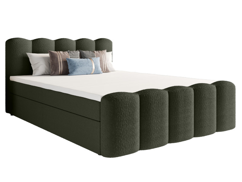 Łóżko Hotelowe Boxspring - Boucle Materace Pojemniki Verona Zieleń 180 770429