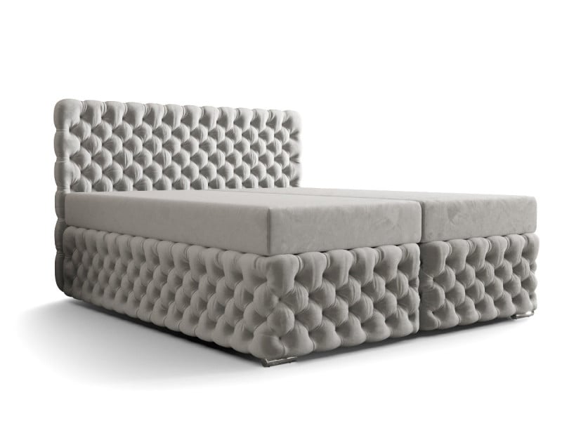 Łóżko Hotelowe Boxspring Pikowane + Bonell Figo 2 Szary 180 384628