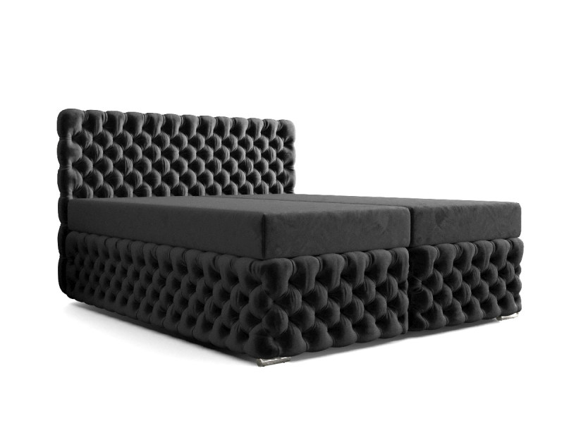 Łóżko Hotelowe Boxspring Pikowane + Topper Figo 2 Czarny 180 384608