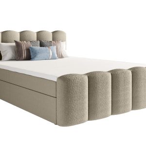 Łóżko Hotelowe Boxspring Tkanina Boucle Materace Pojemniki Verona Beż 160 770438 Łóżko Hotelowe Boxspring Tkanina Boucle Materace Pojemniki Verona Beż 160 770438