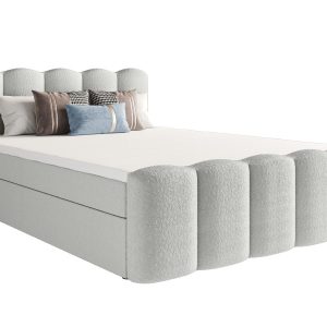 Łóżko Hotelowe Boxspring Tkanina Boucle Materace Pojemniki Verona Biały 140 770432 Łóżko Hotelowe Boxspring Tkanina Boucle Materace Pojemniki Verona Biały 140 770432