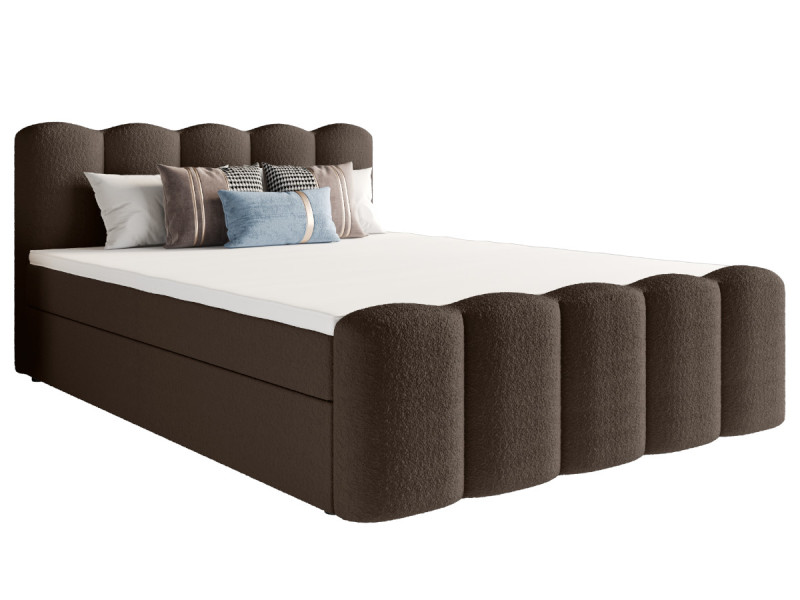 Łóżko Hotelowe Boxspring Tkanina Boucle Materace Pojemniki Verona Brąz 160 770423