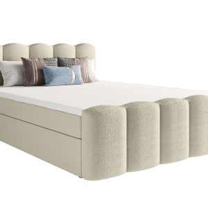 Łóżko Hotelowe Boxspring Tkanina Boucle Materace Pojemniki Verona Krem 140 769703 Łóżko Hotelowe Boxspring Tkanina Boucle Materace Pojemniki Verona Krem 140 769703