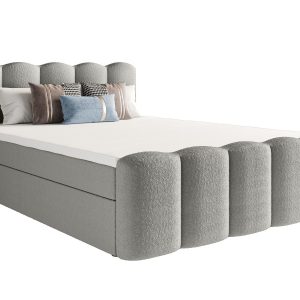 Łóżko Hotelowe Boxspring Tkanina Boucle Materace Pojemniki Verona Szary 160 770431 Łóżko Hotelowe Boxspring Tkanina Boucle Materace Pojemniki Verona Szary 160 770431
