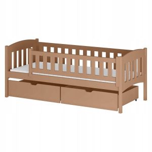 Łóżko jednoosobowe ze zdejmowanymi barierkami GUCIO 80×180 cynamonowe 941225 Łóżko jednoosobowe ze zdejmowanymi barierkami GUCIO 80×180 cynamonowe 941225