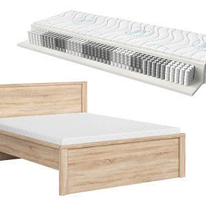 Łóżko Kaspian dąb sonoma z materacem Merida 160×200 977692 Łóżko Kaspian dąb sonoma z materacem Merida 160×200 977692