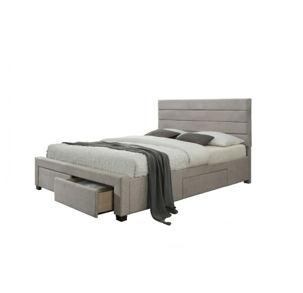 Łóżko KAYLEON 160x200 beżowe z szufladami/bez materaca 979948