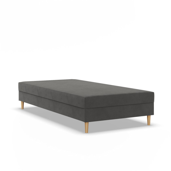 Łóżko kontynentalne 1-osobowe 80x200 CASPE na nóżkach, Velvet, Szary 387801