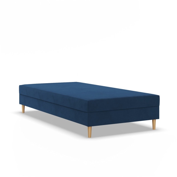 Łóżko kontynentalne 1-osobowe 90x200 CASPE na nóżkach, Velvet, Granatowy 387649