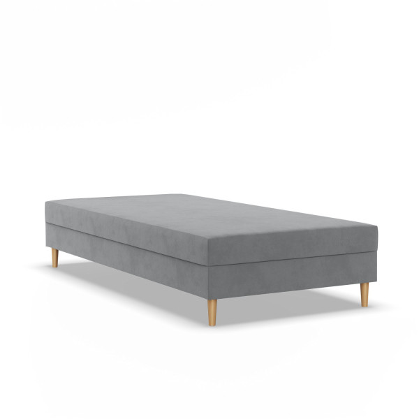 Łóżko kontynentalne 1-osobowe 90x200 CASPE na nóżkach, Velvet, Szary 387789
