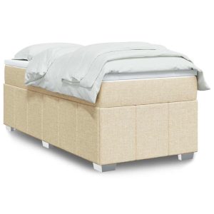 Łóżko Kontynentalne 100×200 Ecru z Materacem do Sypialni 1092649