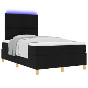 Łóżko Kontynentalne 120×190 Czarne z Materacem z LED do Sypialni 1098227 Łóżko Kontynentalne 120×190 Czarne z Materacem z LED do Sypialni 1098227