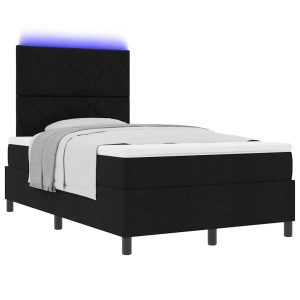 Łóżko Kontynentalne 120×190 Czarne z Materacem z LED do Sypialni 1099630 Łóżko Kontynentalne 120×190 Czarne z Materacem z LED do Sypialni 1099630