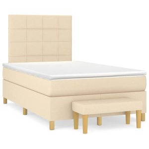 Łóżko Kontynentalne 120×190 Ecru z Materacem do Sypialni 1093188 Łóżko Kontynentalne 120×190 Ecru z Materacem do Sypialni 1093188