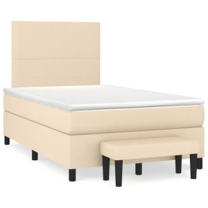Łóżko Kontynentalne 120×190 Ecru z Materacem do Sypialni 1092518 Łóżko Kontynentalne 120×190 Ecru z Materacem do Sypialni 1092518