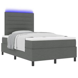 Łóżko Kontynentalne 120×190 Szare z Materacem z LED do Sypialni 1099281 Łóżko Kontynentalne 120×190 Szare z Materacem z LED do Sypialni 1099281