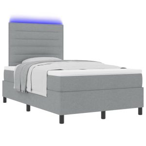 Łóżko Kontynentalne 120×190 Szare z Materacem z LED do Sypialni 1099284 Łóżko Kontynentalne 120×190 Szare z Materacem z LED do Sypialni 1099284