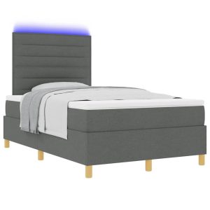 Łóżko Kontynentalne 120×200 Szare z Materacem z LED do Sypialni 1098641 Łóżko Kontynentalne 120×200 Szare z Materacem z LED do Sypialni 1098641