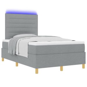 Łóżko Kontynentalne 120×200 Szare z Materacem z LED do Sypialni 1100840 Łóżko Kontynentalne 120×200 Szare z Materacem z LED do Sypialni 1100840