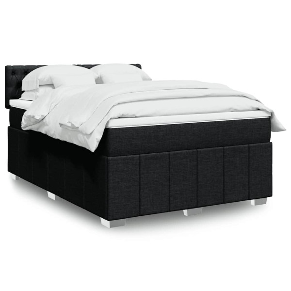 Łóżko Kontynentalne 140x190 Czarne z Materacem z LED Dwuosobowe do Sypialni 1093088