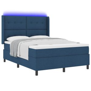 Łóżko Kontynentalne 140×190 Niebieskie z Materacem z LED do Sypialni 1099447 Łóżko Kontynentalne 140×190 Niebieskie z Materacem z LED do Sypialni 1099447