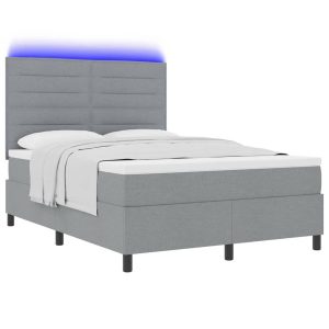 Łóżko Kontynentalne 140×190 Szare z Materacem z LED Dwuosobowe do Sypialni 1098331 Łóżko Kontynentalne 140×190 Szare z Materacem z LED Dwuosobowe do Sypialni 1098331
