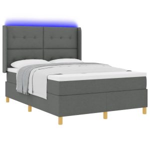 Łóżko Kontynentalne 140×190 Szare z Materacem z LED Dwuosobowe do Sypialni 1098551 Łóżko Kontynentalne 140×190 Szare z Materacem z LED Dwuosobowe do Sypialni 1098551