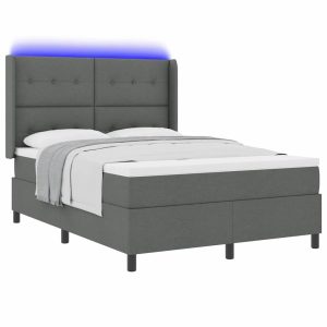 Łóżko Kontynentalne 140×190 Szare z Materacem z LED Dwuosobowe do Sypialni 1098957 Łóżko Kontynentalne 140×190 Szare z Materacem z LED Dwuosobowe do Sypialni 1098957