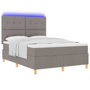 Łóżko Kontynentalne 140×190 Szare z Materacem z LED Dwuosobowe do Sypialni 1099173 Łóżko Kontynentalne 140×190 Szare z Materacem z LED Dwuosobowe do Sypialni 1099173