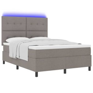 Łóżko Kontynentalne 140×190 Szare z Materacem z LED Dwuosobowe do Sypialni 1100198 Łóżko Kontynentalne 140×190 Szare z Materacem z LED Dwuosobowe do Sypialni 1100198