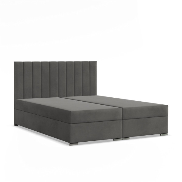 Łóżko kontynentalne 140x200 AGEN, 2 pojemniki na pościel, Velvet, Szary 387798