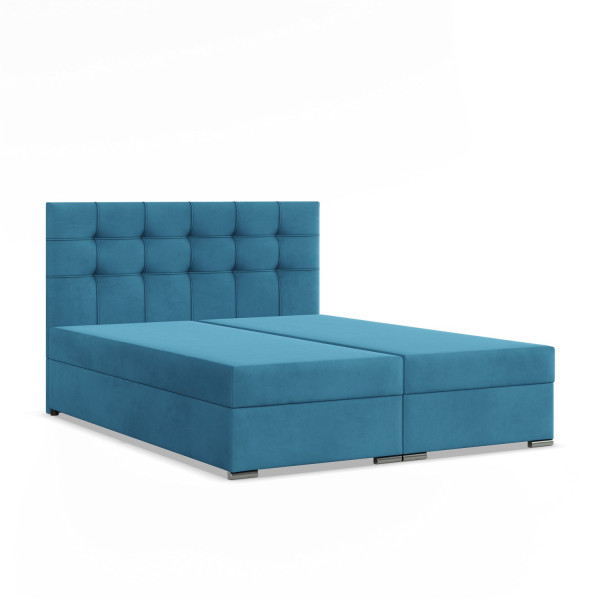 Łóżko kontynentalne 140x200 ELDA, 2 pojemniki na pościel, Velvet Granatowy 387872