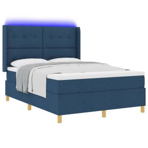 Łóżko Kontynentalne 140×200 Niebieskie z Materacem z LED do Sypialni 1100618 Łóżko Kontynentalne 140×200 Niebieskie z Materacem z LED do Sypialni 1100618