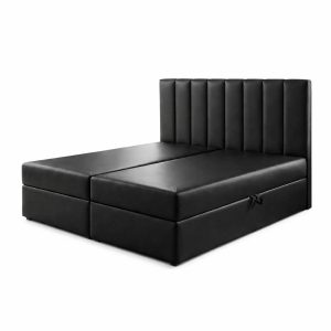 Łóżko kontynentalne 140×200 SONNO BELLO z 2 pojemnikami czarne eko skóra 958896 Łóżko kontynentalne 140×200 SONNO BELLO z 2 pojemnikami czarne eko skóra 958896