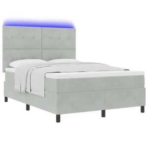 Łóżko Kontynentalne 140×200 Szare Welurowe z Materacem z LED do Sypialni 1098363 Łóżko Kontynentalne 140×200 Szare Welurowe z Materacem z LED do Sypialni 1098363
