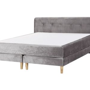 Łóżko kontynentalne 160×200 cm welur szare 65223 Łóżko kontynentalne 160×200 cm welur szare 65223
