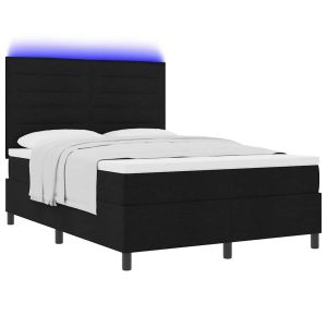Łóżko Kontynentalne 160×200 Czarne z Materacem z LED Dwuosobowe do Sypialni 1098952 Łóżko Kontynentalne 160×200 Czarne z Materacem z LED Dwuosobowe do Sypialni 1098952
