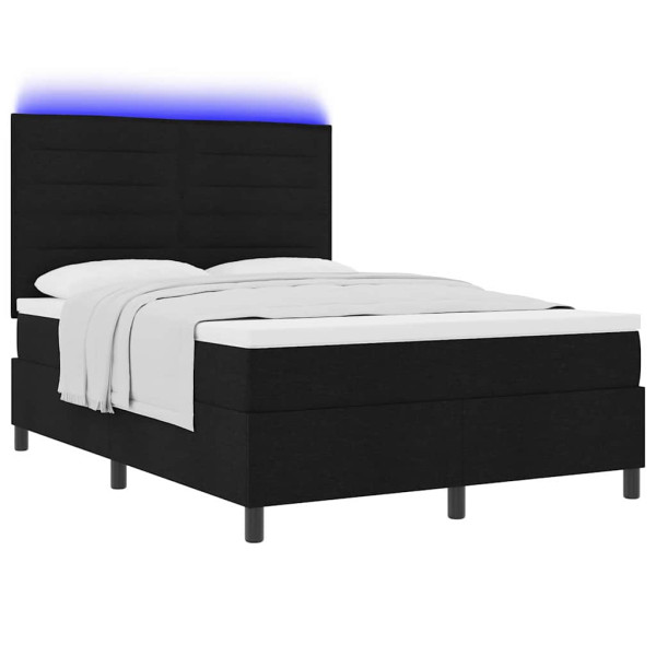 Łóżko Kontynentalne 160x200 Czarne z Materacem z LED Dwuosobowe do Sypialni 1098952