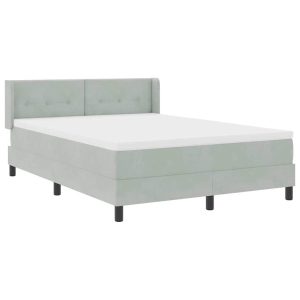 Łóżko Kontynentalne 160×200 Szare Welurowe z Materacem do Sypialni 1099395 Łóżko Kontynentalne 160×200 Szare Welurowe z Materacem do Sypialni 1099395
