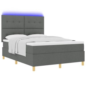 Łóżko Kontynentalne 160×200 Szare z Materacem z LED Dwuosobowe do Sypialni 1098389 Łóżko Kontynentalne 160×200 Szare z Materacem z LED Dwuosobowe do Sypialni 1098389