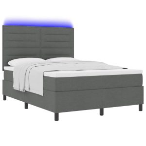 Łóżko Kontynentalne 160×200 Szare z Materacem z LED Dwuosobowe do Sypialni 1098768 Łóżko Kontynentalne 160×200 Szare z Materacem z LED Dwuosobowe do Sypialni 1098768