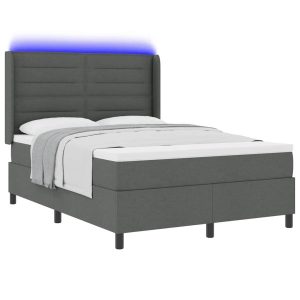Łóżko Kontynentalne 160×200 Szare z Materacem z LED Dwuosobowe do Sypialni 1099148 Łóżko Kontynentalne 160×200 Szare z Materacem z LED Dwuosobowe do Sypialni 1099148