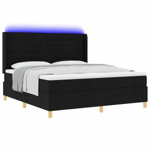 Łóżko Kontynentalne 180×200 Czarne z Materacem z LED Dwuosobowe do Sypialni 1099650 Łóżko Kontynentalne 180×200 Czarne z Materacem z LED Dwuosobowe do Sypialni 1099650