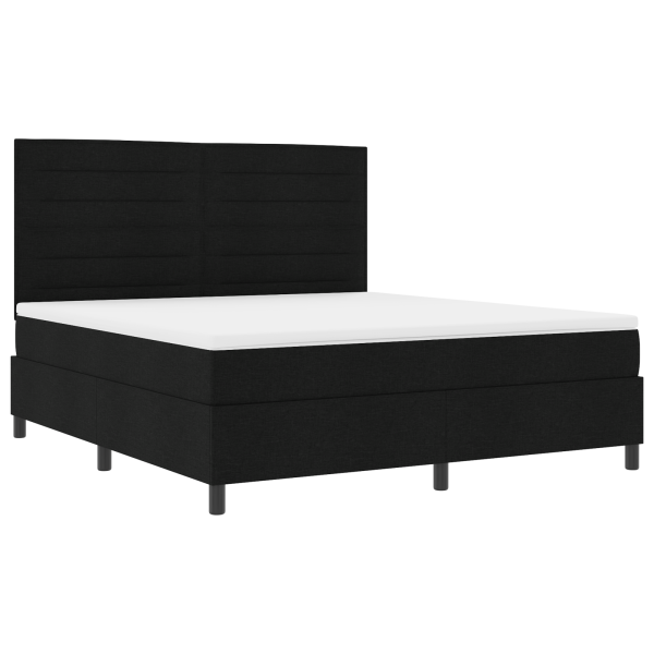 Łóżko Kontynentalne 180x200 Czarne z Materacem z LED Dwuosobowe do Sypialni 1095883