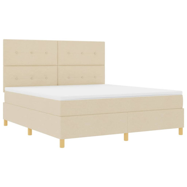 Łóżko Kontynentalne 180x200 Ecru z Materacem Dwuosobowe do Sypialni 1094009