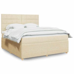 Łóżko Kontynentalne 180×200 Ecru z Materacem Dwuosobowe do Sypialni 1091815 Łóżko Kontynentalne 180×200 Ecru z Materacem Dwuosobowe do Sypialni 1091815