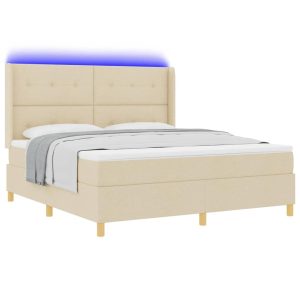 Łóżko Kontynentalne 180×200 Ecru z Materacem z LED Dwuosobowe do Sypialni 1099609 Łóżko Kontynentalne 180×200 Ecru z Materacem z LED Dwuosobowe do Sypialni 1099609